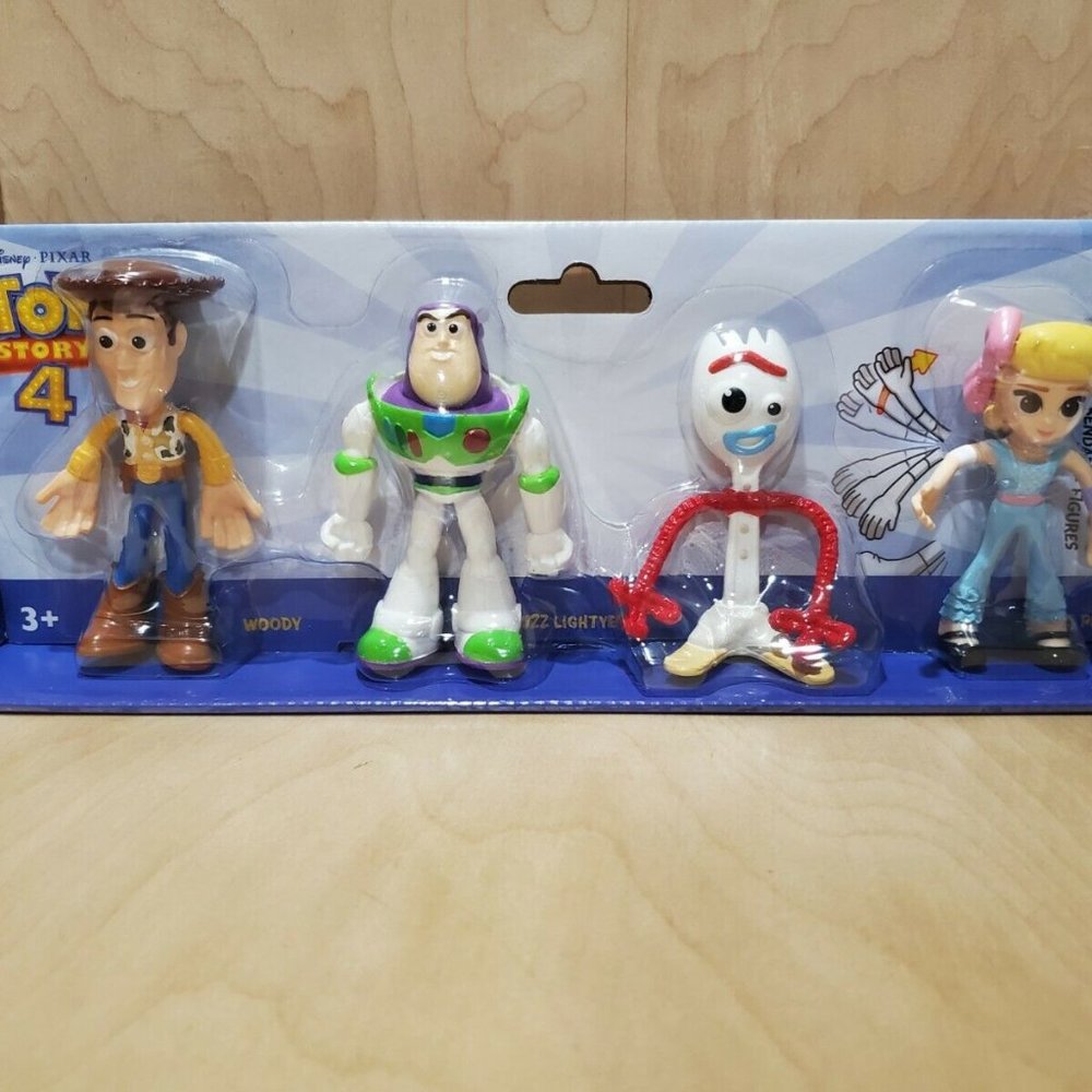 Disney Pixar Flextreme Bendable Figures Woody Buzz Forky Bo Peep - New!